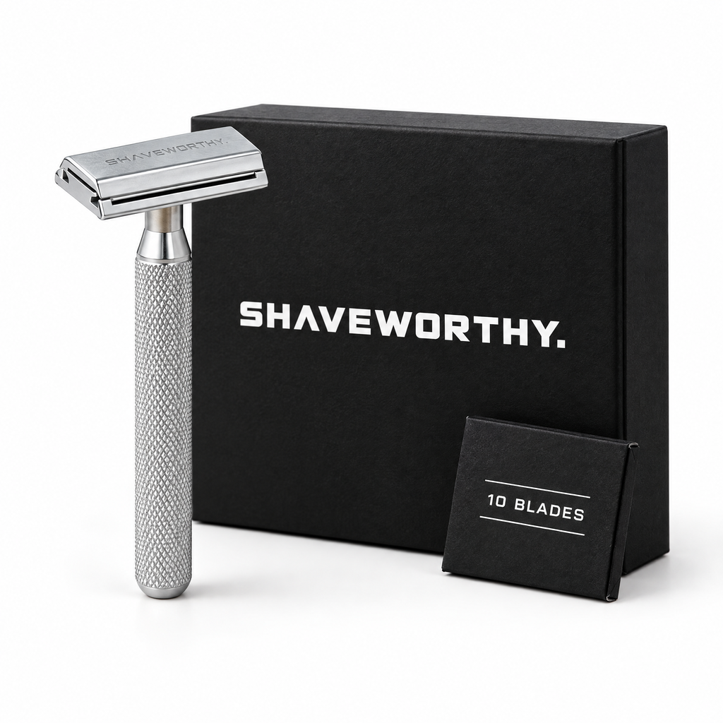 Shaveworthy safety razor with gift box and 10 blades