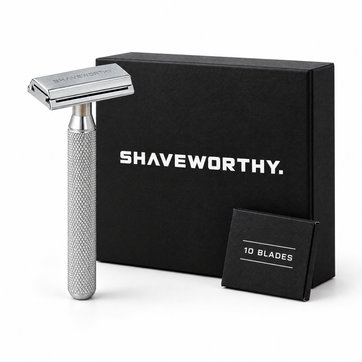 Shaveworthy safety razor with gift box and 10 blades